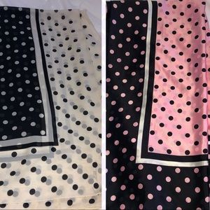 3/$25 Anne Klein Set Of 2 Polka Dot Silk Scarves